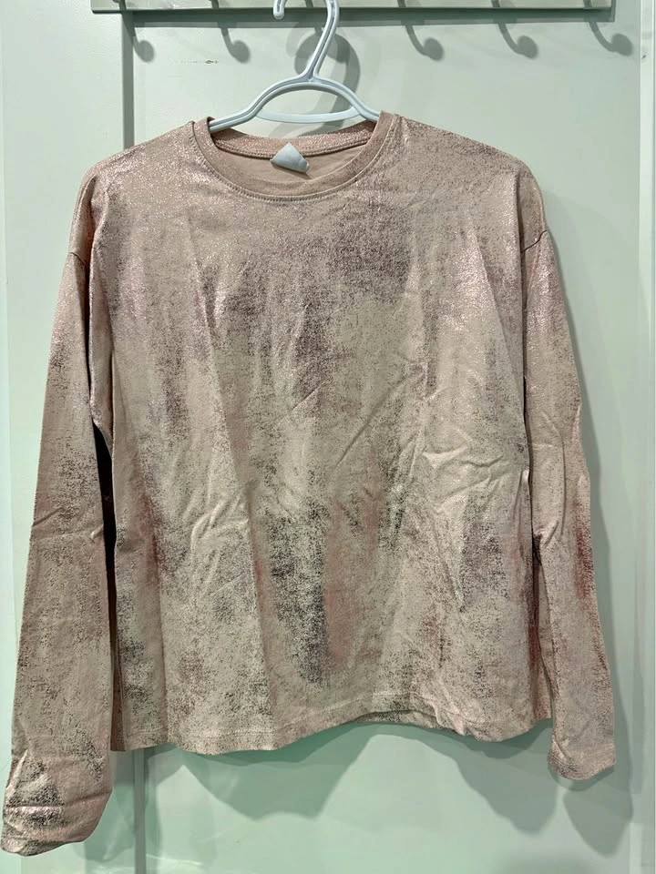 Zara Girls Metallic Long Sleeve Shirt Size 13-14