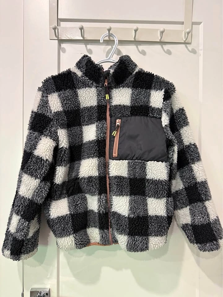 H&M Kids Checkered Fleece Jacket Size 12/14