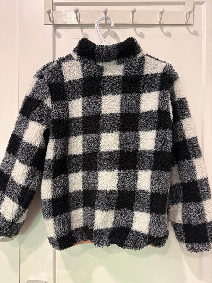 H&M Kids Checkered Fleece Jacket Size 12/14 - photo 3