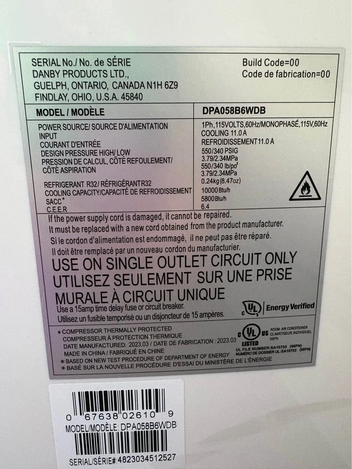 Danby 10,000 BTU Portable Air Conditioner DPA058B6WDB - photo 3