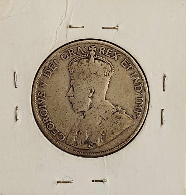 1919 King George V, Canadian Silver 50 Cent Coin - photo 2