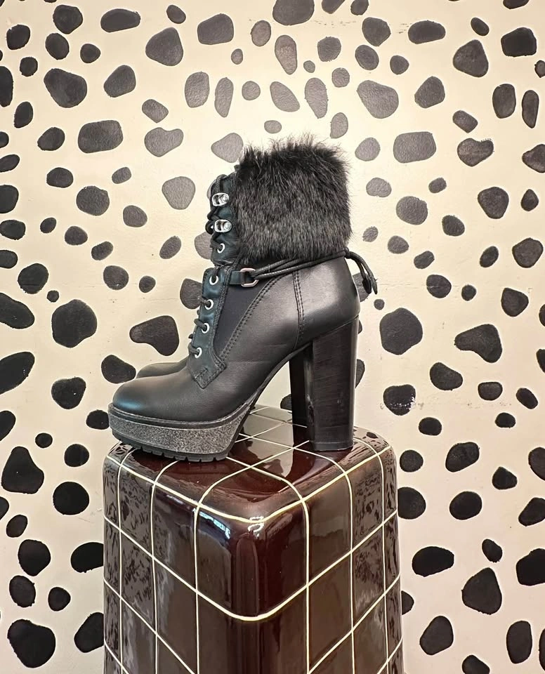 RUDSAK Black Leather Fur Heeled Boots – Size 37 – Made in Italy - photo 2