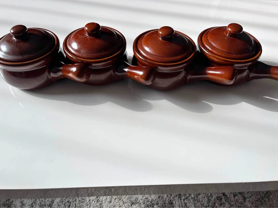 Brown French Onion Soup Bowls Set of 4