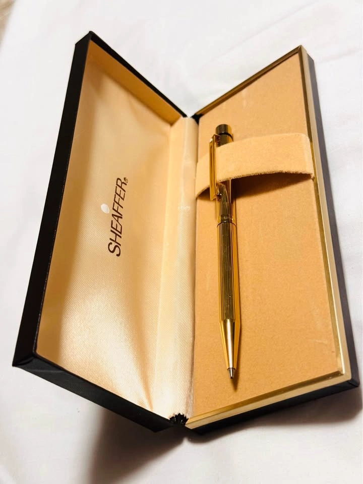 New Vintage Sheaffer Gold Electroplated Ballpoint Pen with Case - photo 5