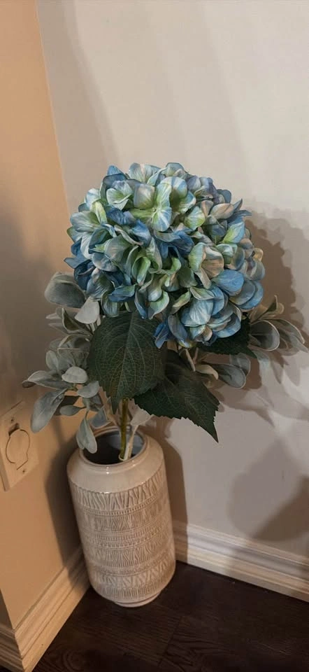 Large Artificial Blue Hydrangea Arrangement with Ceramic Vase - photo 2