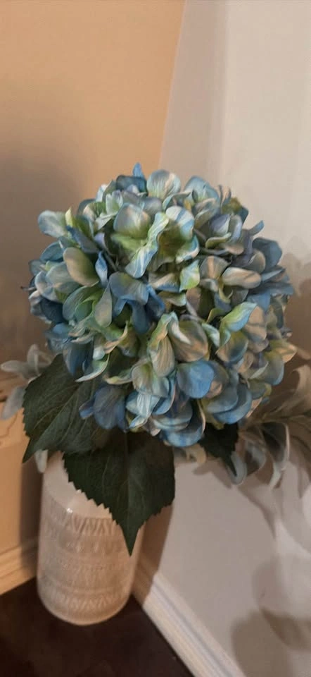 Large Artificial Blue Hydrangea Arrangement with Ceramic Vase - photo 3