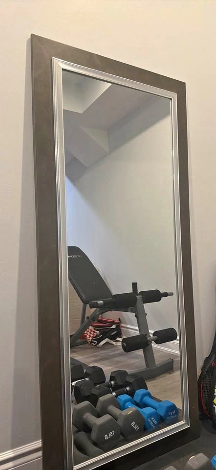 Large Full-Length Floor Mirror – Black & Silver Frame