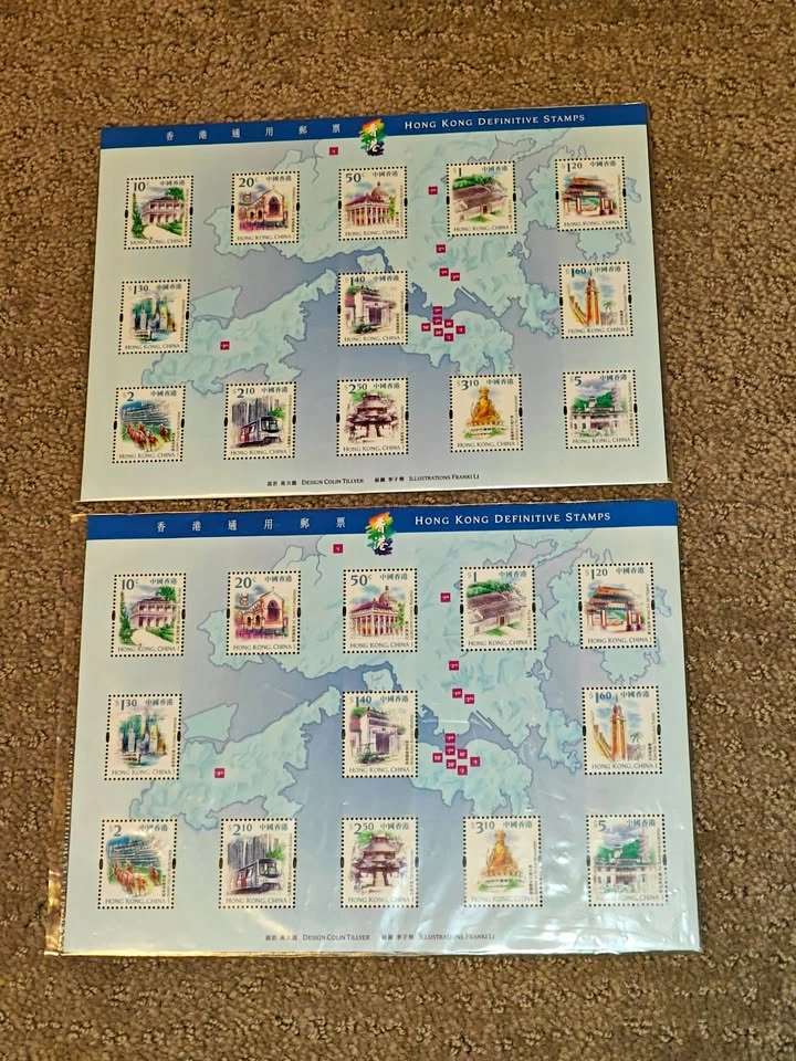 1999 Hong Kong Definitive Souvenir Sheet Stamps (2 Sheets)