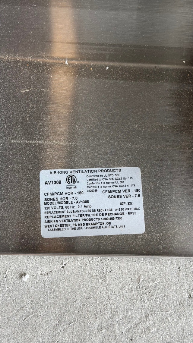 The Air King AV1368 36” convertible under-cabinet range - photo 4