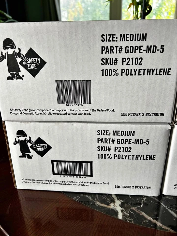 4 Boxes Safety Zone Polyethylene Disposable Gloves - Medium