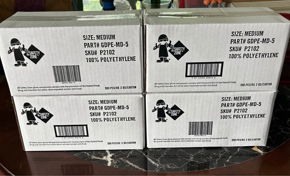 4 Boxes Safety Zone Polyethylene Disposable Gloves - Medium - photo 2