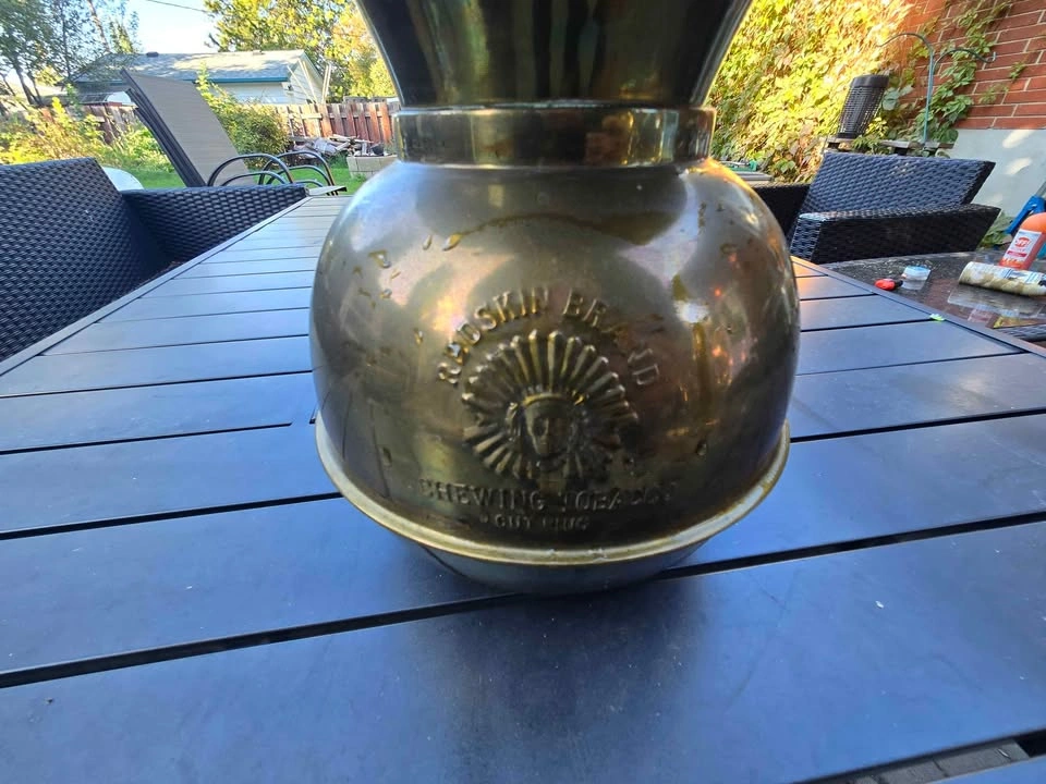 Large 10.5" Vintage Brass Planter / Floor Urn (Embossed) - photo 3