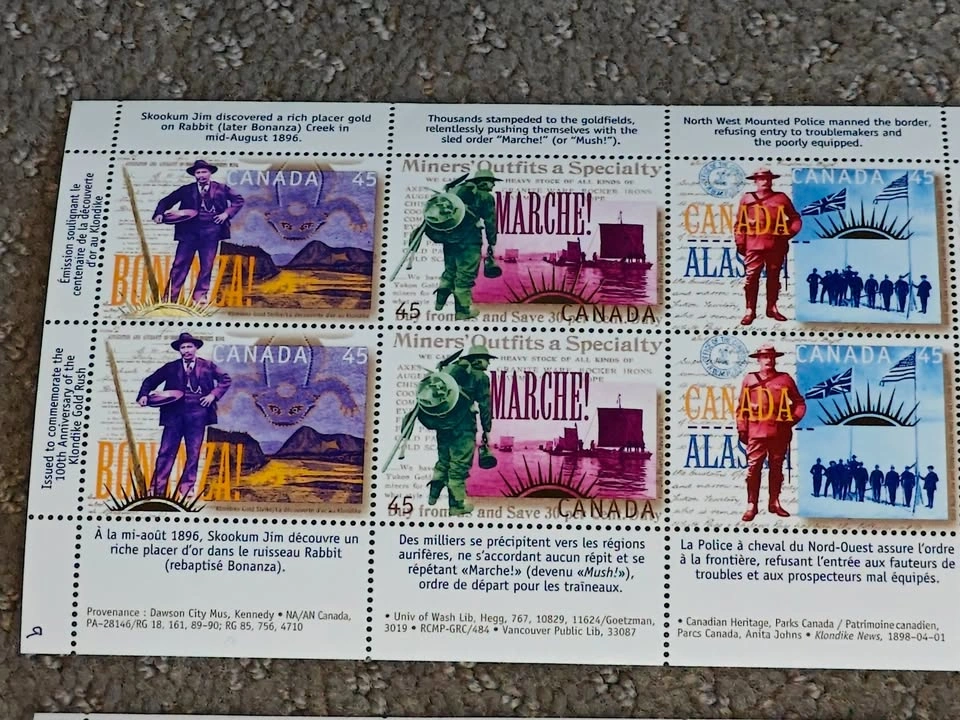 Stamp Panes 1996 Canada Yukon Gold Rush Centenary - Set of 2 - photo 2