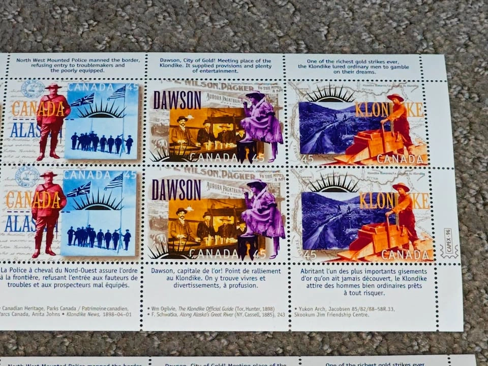 Stamp Panes 1996 Canada Yukon Gold Rush Centenary - Set of 2 - photo 3
