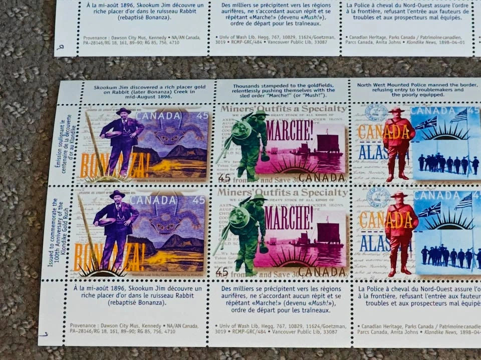 Stamp Panes 1996 Canada Yukon Gold Rush Centenary - Set of 2 - photo 4
