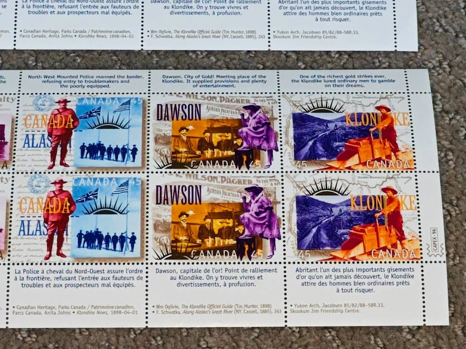 Stamp Panes 1996 Canada Yukon Gold Rush Centenary - Set of 2 - photo 5