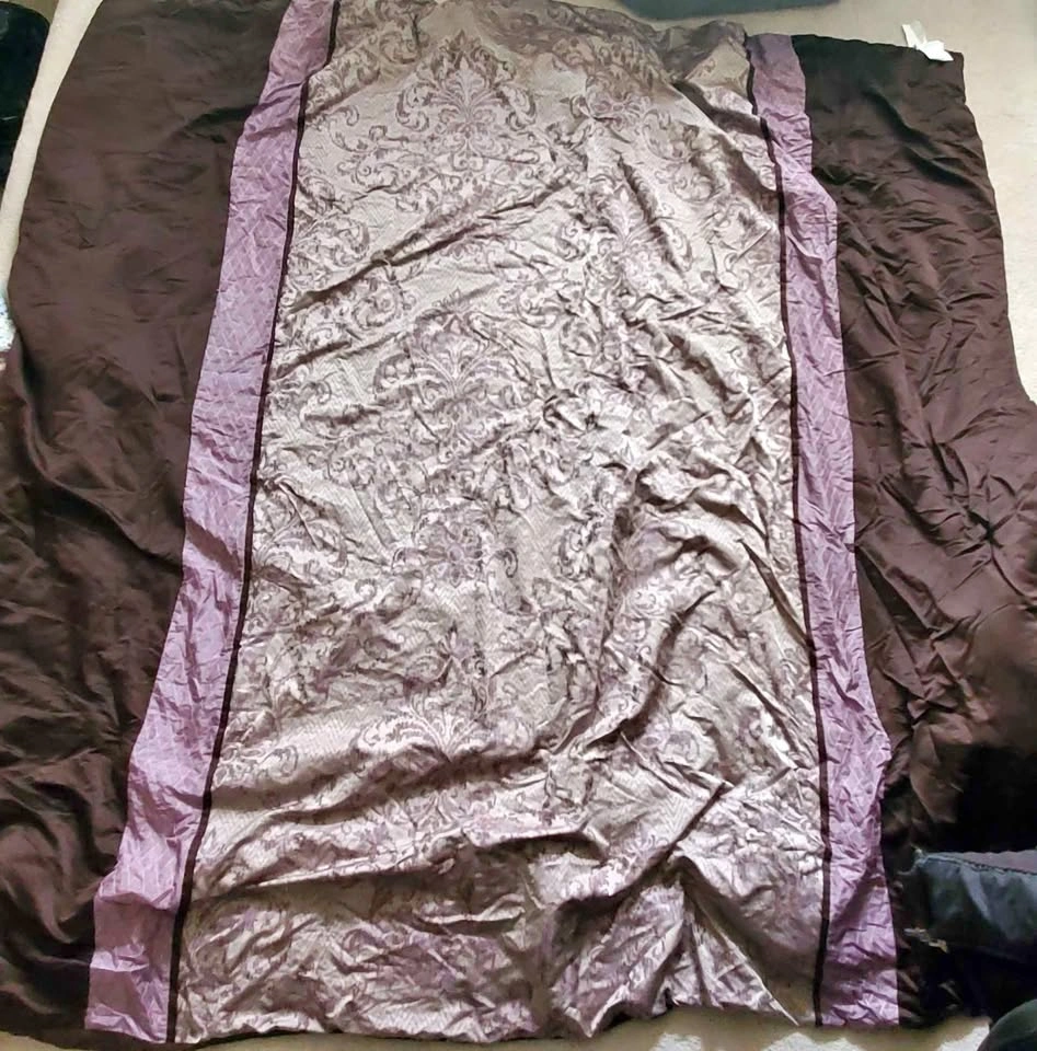 Queen Comforter Purple Brown Damask