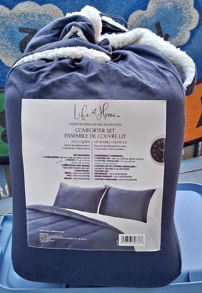 Dark Blue - Life at Home Full/Queen Sherpa Reverse Comforter Set