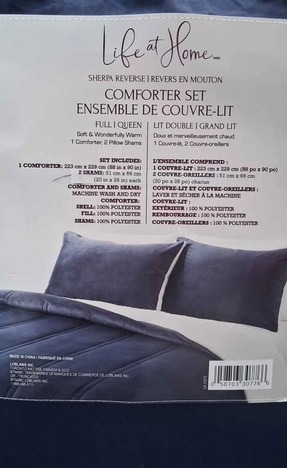 Dark Blue - Life at Home Full/Queen Sherpa Reverse Comforter Set - photo 3
