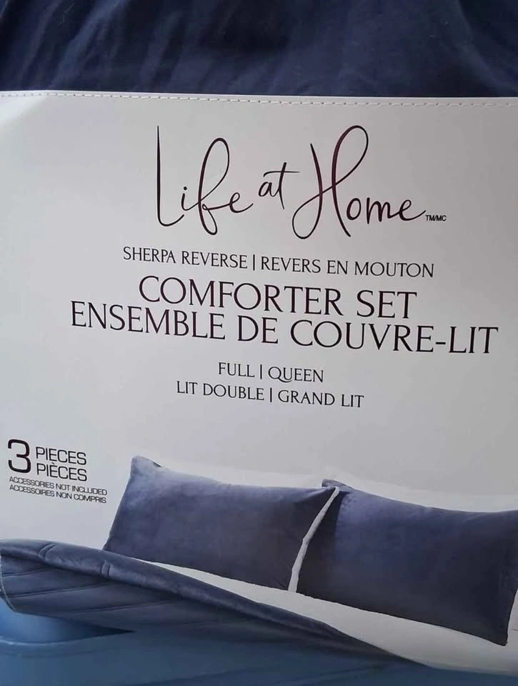 Dark Blue - Life at Home Full/Queen Sherpa Reverse Comforter Set - photo 4