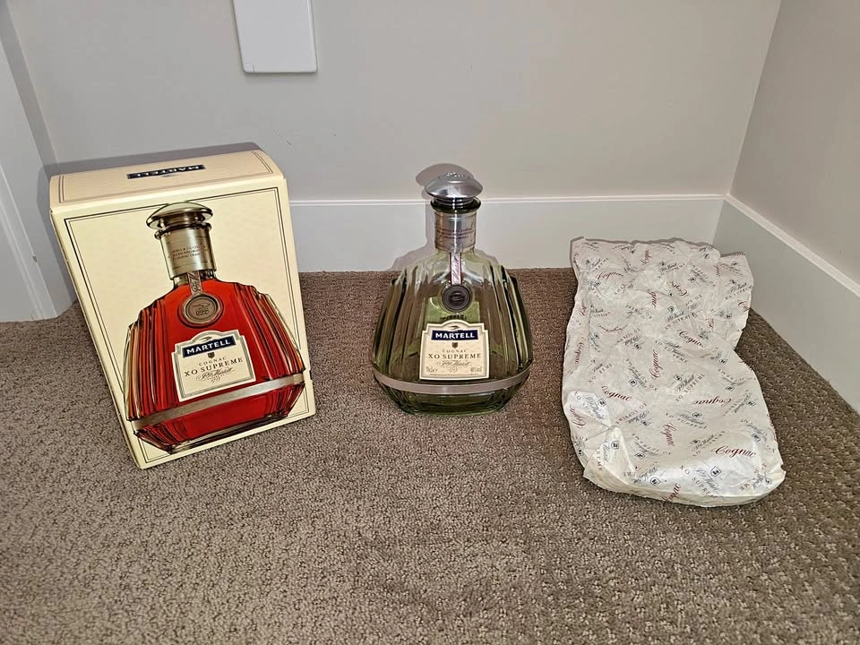 Vintage Designer Glass Decanter Empty Bottle with Original Displ