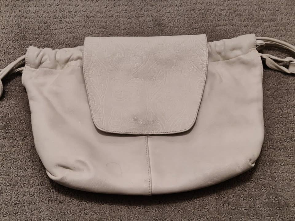 Women Vintage Beige Leather Shoulder Bag / Purse - photo 2