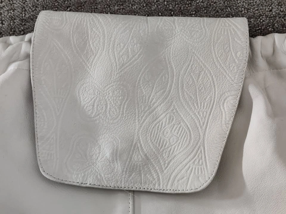 Women Vintage Beige Leather Shoulder Bag / Purse - photo 3