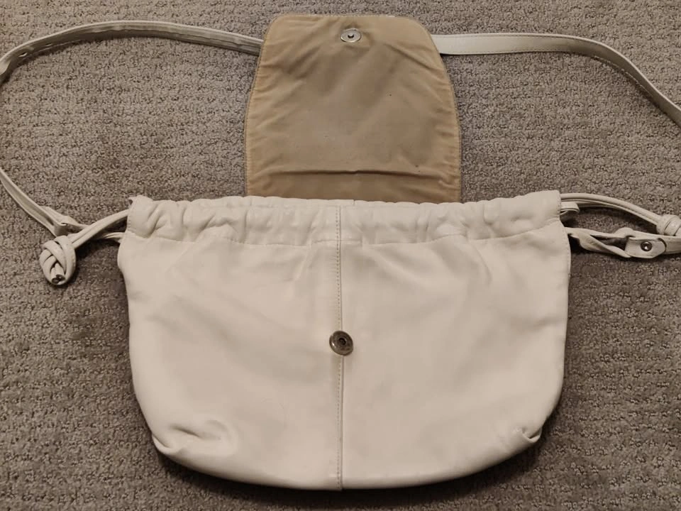 Women Vintage Beige Leather Shoulder Bag / Purse - photo 4