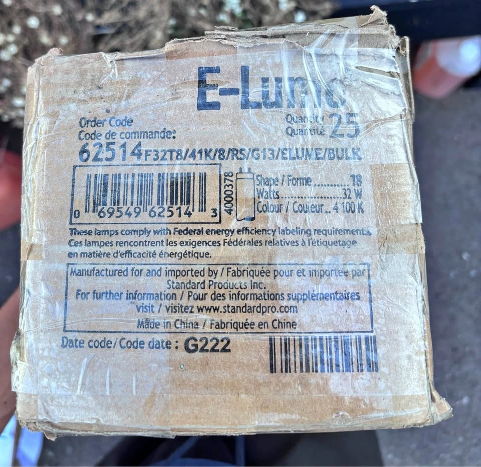 E-Lume T8 Linear Fluorescent Lamps 25 pcs