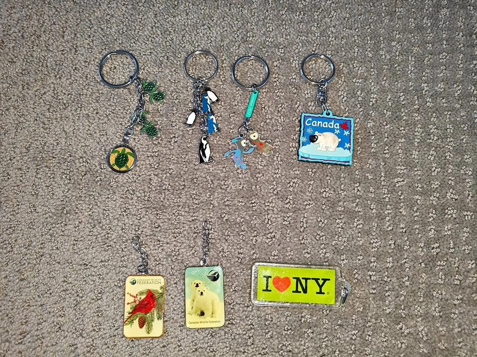 7 Various Canadian Wildlife, NY, Aquarium, London Keychains