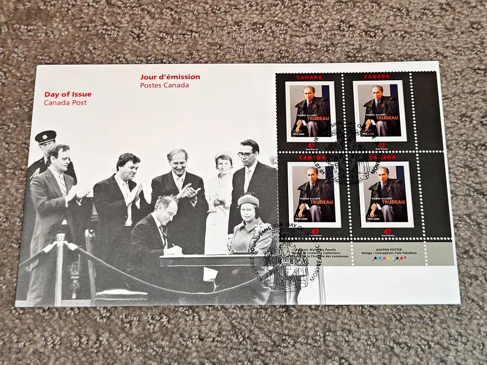 First Day Covers FDC - 2001 Pierre Elliott Trudeau Block Stamps