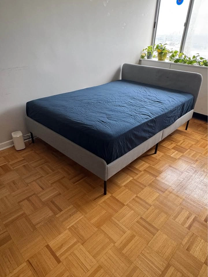 Queen size IKEA GLADSTAD Upholstered Bed Frame and mattress - photo 3
