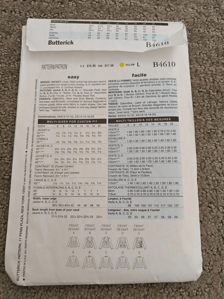 Butterick Sewing Pattern - Sport Jacket Blazer - Sizes: 6 to 12 - photo 4