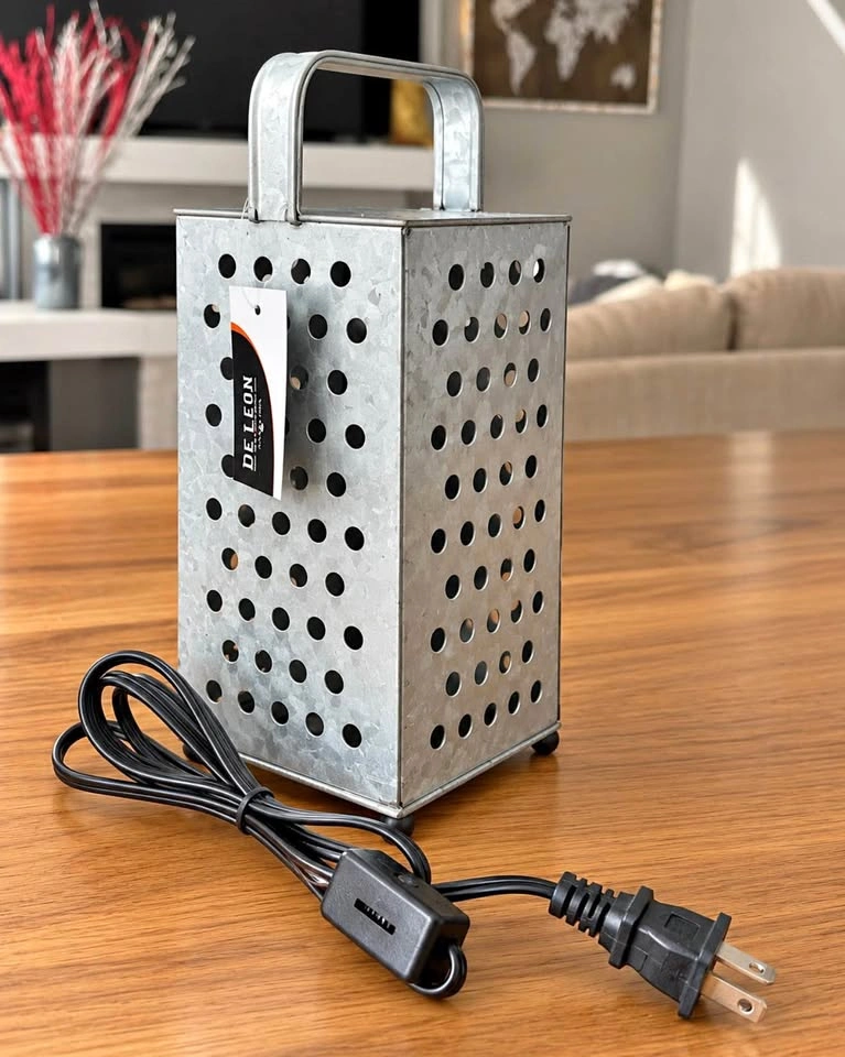 De Leon Galvanized Metal Cheese Grater Lamp