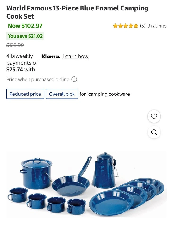 Blue Speckled Enamelware Camping Dinnerware and Cookware Set - photo 3