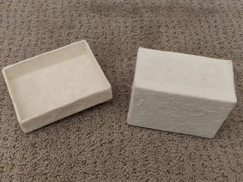 Small Handmade Paper Mache Flower Storage Box Container Case - photo 4