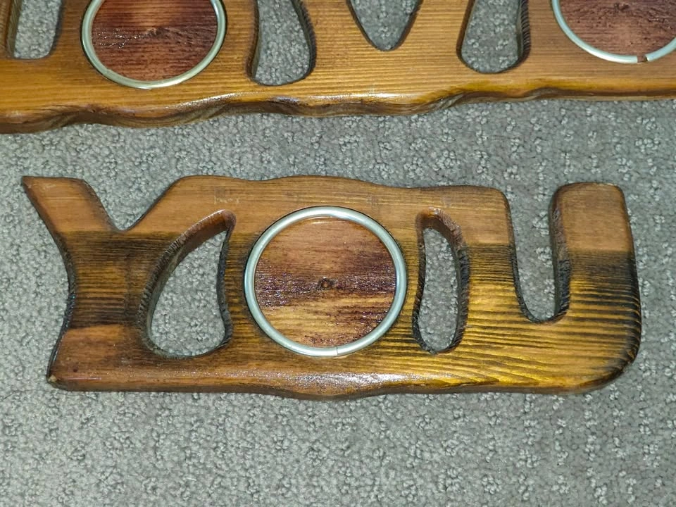 Vintage Hand-Carved Wooden "WE LOVE YOU" Photo Frame Set - photo 4