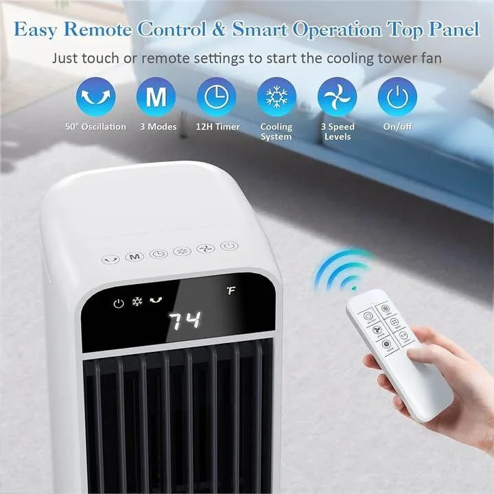 Oscillating Tower Fan with Remote Control and Cooling System - photo 3