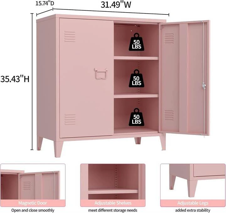 Pink Metal Storage Locker Cabinet - photo 2