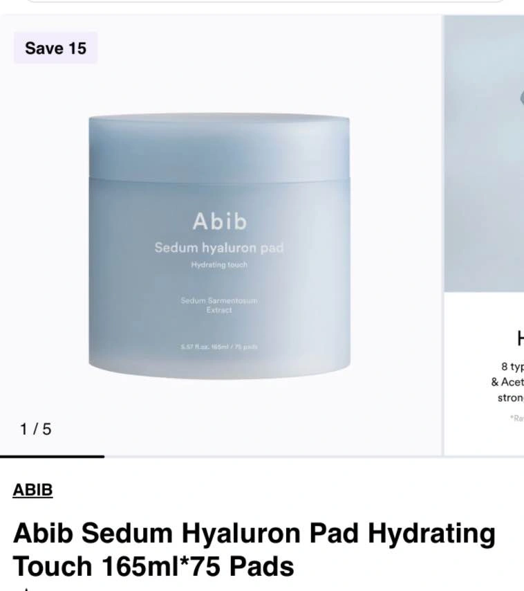BN Abib Sedum Hyaluron Pad Hydrating Touch 165ml*75 Pads - photo 2