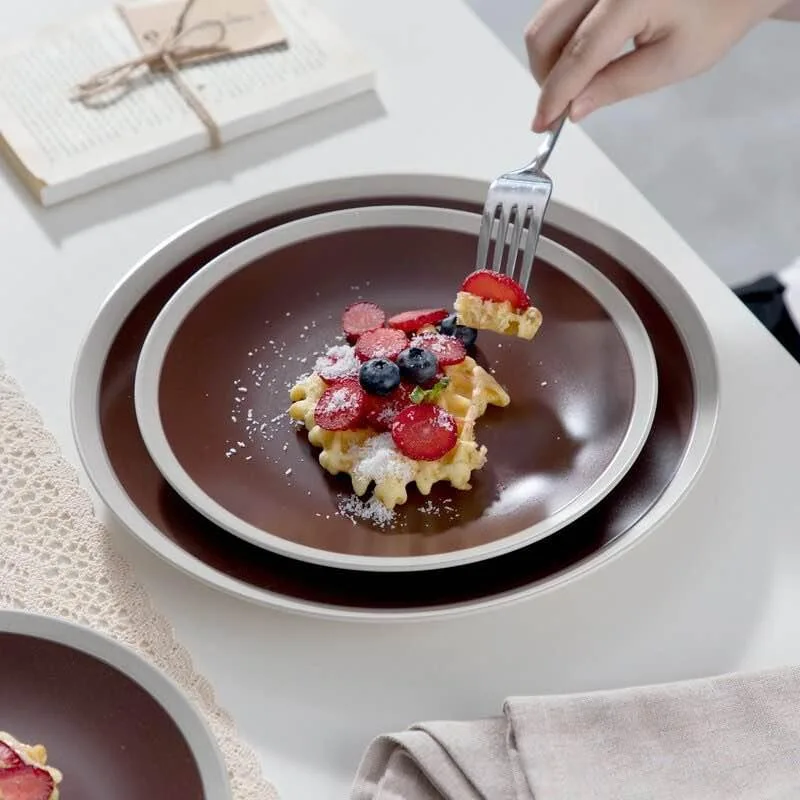 Vancasso 16 Piece Rustic Stoneware Dinner Set - Dark Brown image indicator(3)