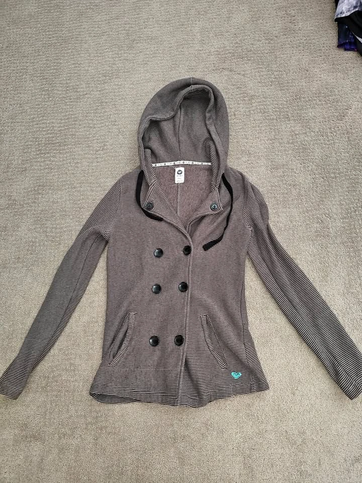 Roxy Button Up Jacket Women Girl Hoodie Sweater - Size Small