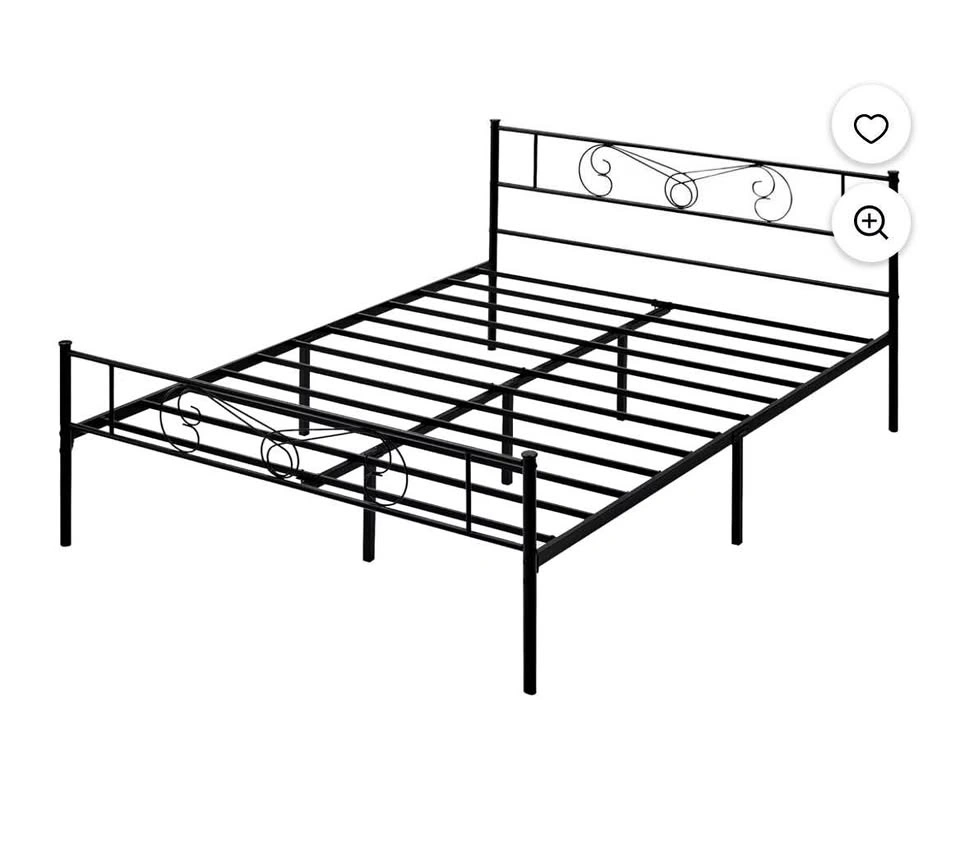 Black Metal Bed Frame, Clear 3-Tier Drawer and Storage Tote