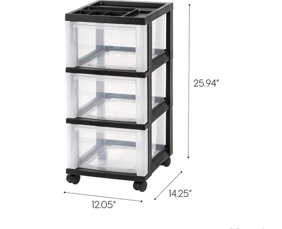 Black Metal Bed Frame, Clear 3-Tier Drawer and Storage Tote - photo 2