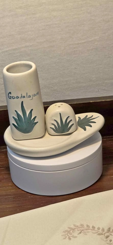 Vintage Mexican Pottery Tequila/Salt Set – Hand-Painted