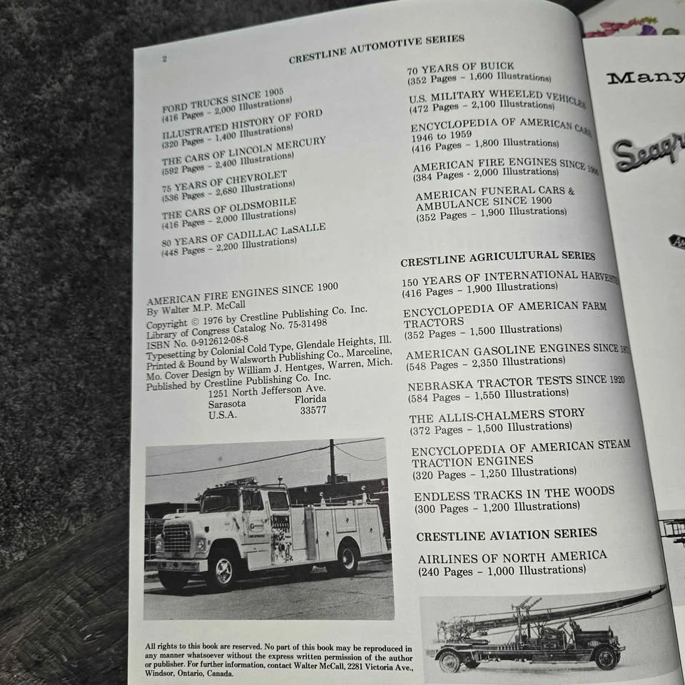 American Fire Engines Since 1900 Walter McCall 1st Ed 1976 - photo 4