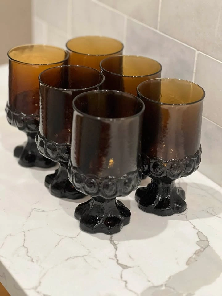Vintage Franciscan Madeira Smoke Amber Water Goblets (Set of 6) - photo 2