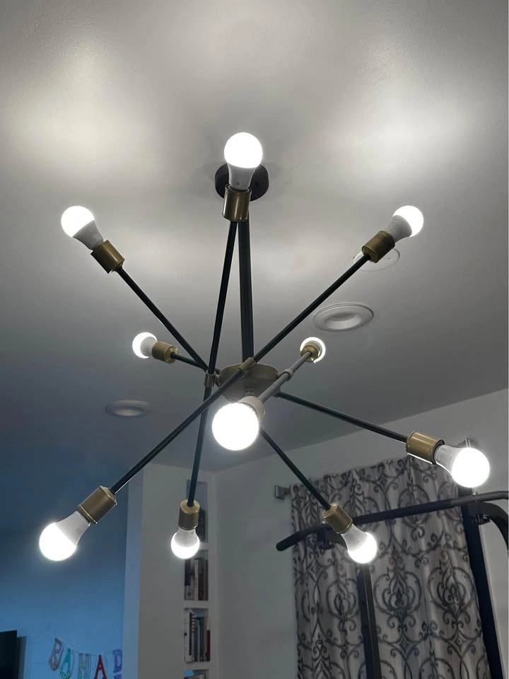 Black Modern Chandelier with 10 Smart Kasa Light Bulbs - photo 3