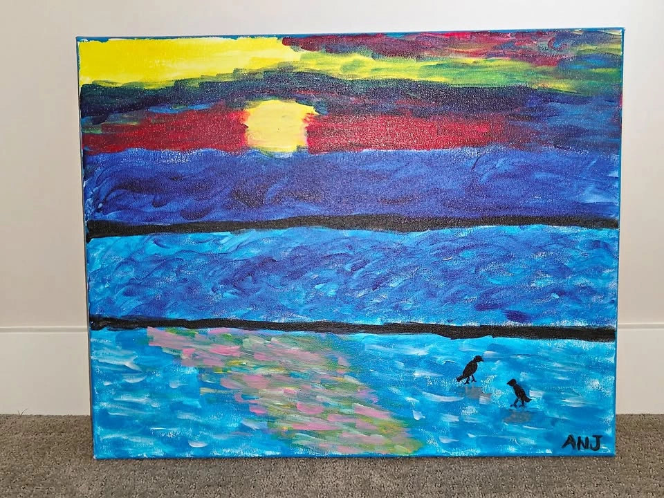 Custom Acrylic Painting on Canvas 16"x20" Wall Artwork - Sunrise