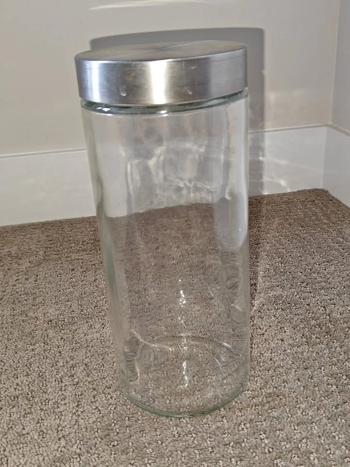 Glass Jar Storage Canister with Silver Lid (10" x 3-3/4")